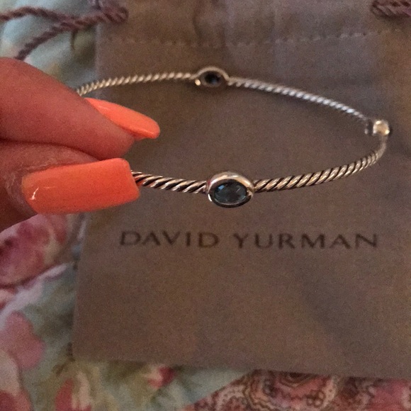 David Yurman Jewelry - David Yurman 3mm blue topaz bangle bracelet
